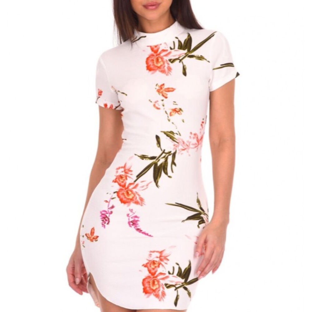 Floral print bodycon dress